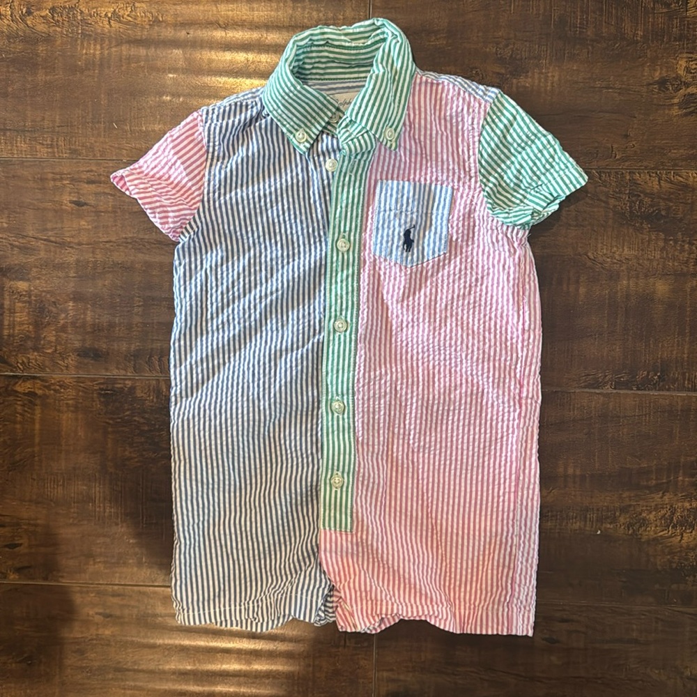 Ralph Lauren Seersucker Onesie 9m